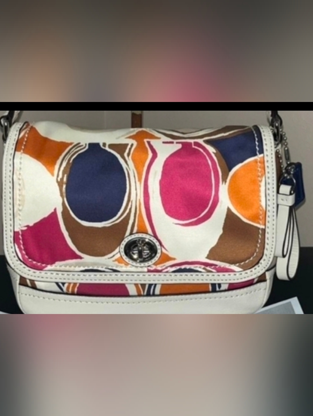 Coach Park Hand Drawn Scarf Print Crossbody Purse Euc Date- 2017